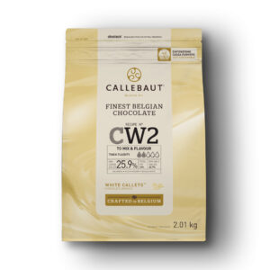 Callebaut CW2 25.9% White Couverture Chocolate Callets 2.5 kg Bag  كاليبوت CW2 25.9% شوكولاتة بيضاء كوفيرتشر كيس 2.5 كجم