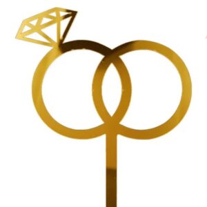 Double Ring Engagement Cake Topper  غطاء كعكة الخطوبة بحلقة مزدوجة