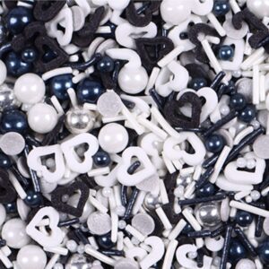 Mixed Sugar Sprinkles 50g pack (Black White silver)  علبة رشات سكر مشكلة 50 جرام (أسود/أبيض)