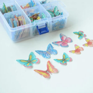 Mixed Edible Wafer Paper Butterfly Toppers - 320 pcs Box  أغطية فراشات من ورق الويفر المختلط الصالح للأكل - صندوق 320 قطعة