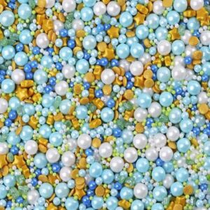 Mixed Sugar Sprinkles 50g (Bluish Green / White / Gold))  رشات سكر مشكلة 50 جرام (أخضر مزرق / أبيض / ذهبي))