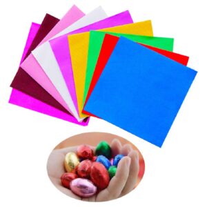 Square Colorful Chocolate Candy Wrappers Aluminium Foil 100pcs set (15x15 cm)  مجموعة أغلفة حلوى الشوكولاتة الملونة المربعة من رقائق الألومنيوم 100 قطعة5 سم)