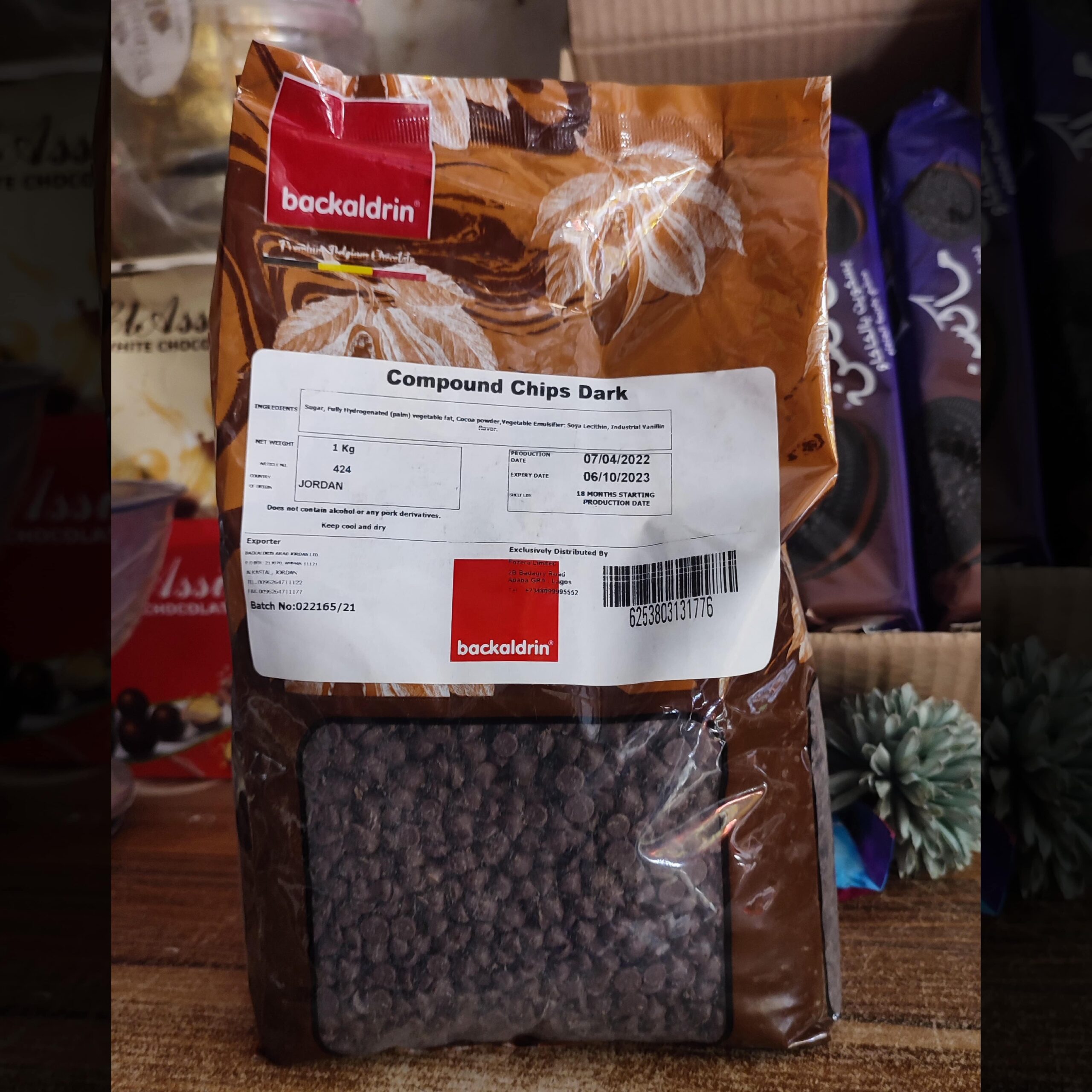 Backaldrin Dark Compound Chocolate Chips 5 kg باكالدرين رقائق الشوكولاتة الداكنة 5 كجم