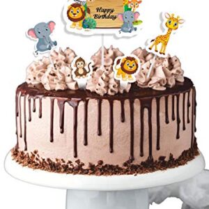 Jungle Theme Cake Topper 5 pcs Set  مجموعة تزيين الكيك بتصميم الغابة مكونة من 5 قطع