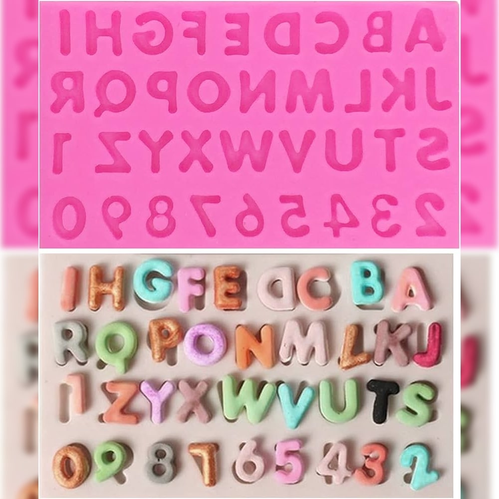 Cute Alphabet and numbers Silicon mold قالب - حروف وأرقام