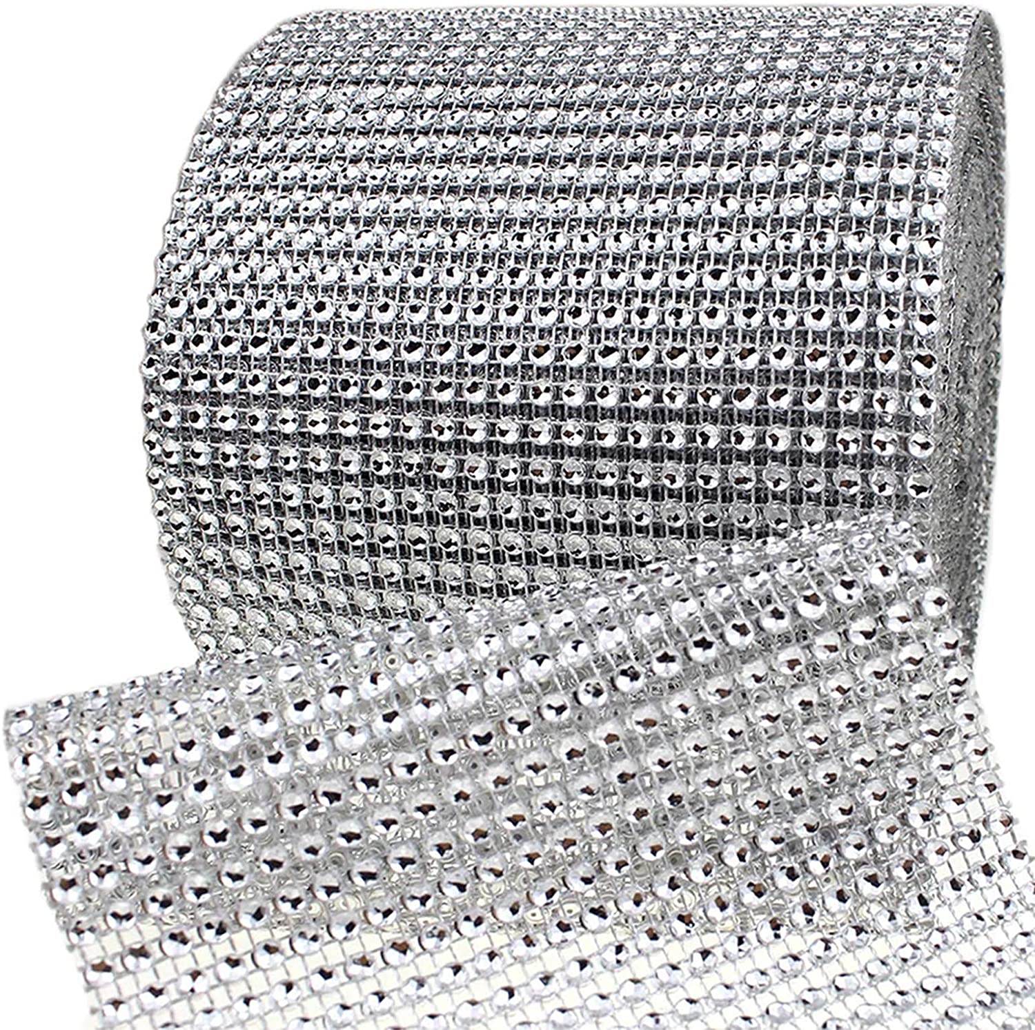 SILVER DIAMOND MESH WRAP for cake décor (100cm length x 12cm wide) غلاف شبكي فضي ماسي لتزيين الكيك (طول 100 سم × عرض 12 سم)