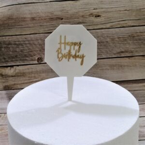 Happy Birthday Hexagon Acrylic Topper  غلاف علوي من الأكريليك السداسي لعيد الميلاد السعيد