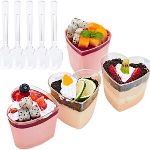 Dessert Cups Plastic Disposable with Spoon- Heart- 6's set  طقم اكواب حلويات بلاستيك مع ملعقة - قلب - 6 قطع