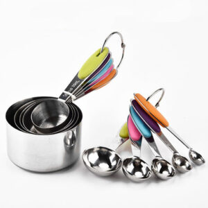Stainless Steel Measuring Cups & Spoon Set - 5s  أكواب و ملاعق قياس من الفولاذ