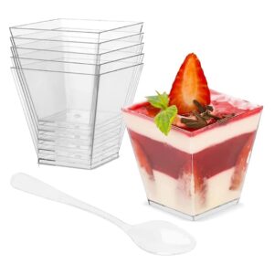 Square Dessert Cup with Spoon 6's set  كوب حلوى مربع صغير مع طقم ملاعق 6