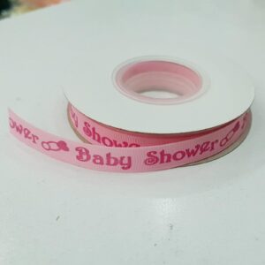 BABY SHOWER Pink Satin Ribbon Roll  لفة شريط الساتان الوردي للاستحمام للأطفال