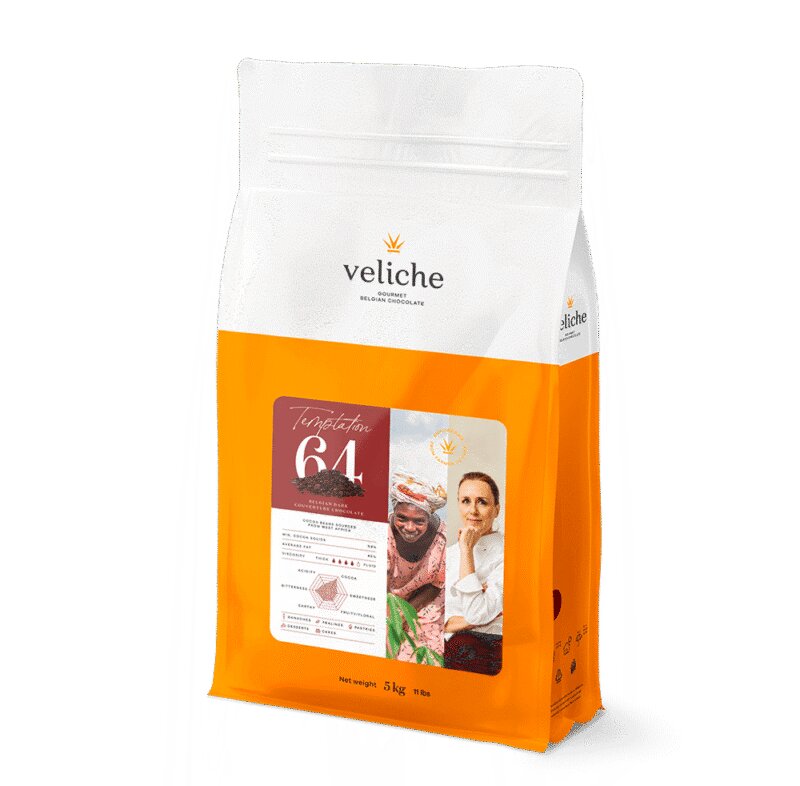 Veliche Gourmet Temptation Belgian Extra Dark 64% Coverture Chocolate Coins 5 kg