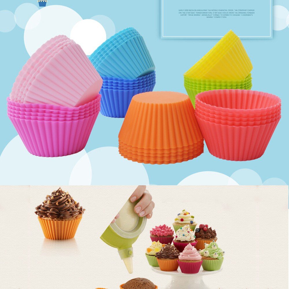 Silicon Muffin cups Reusable 6 pcs قوالب الكعك المصنوعة من السيليكون