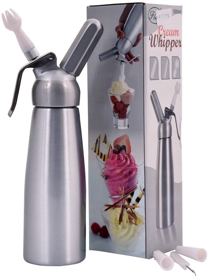 Professional Aluminium Cream Frother / Whipper Dispenser / Foam Frother 500ml صانع رغوة كريم ألومنيوم احترافي / موزع خفق / رغوة رغوية 500 مل