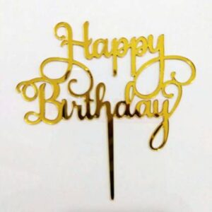 Acrylic Gold / Silver Happy Birthday Cake Topper  زينة كعكة عيد الميلاد