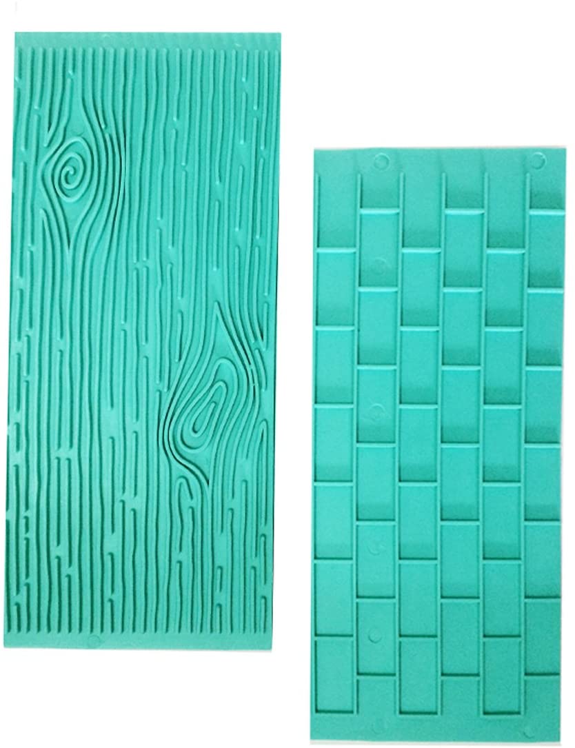 Tree Bark/Brick Wall-Fondant Impression / embosser 2 pcs set لحاء الشجر/جدار من الطوب، مجموعة من قطعتين للطباعة الفوندانية/المزخرفة
