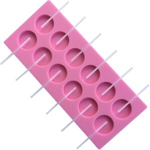 12-Capacity Round Silicone Lollipop Mold  قالب مصاصة سيليكون دائري بسعة 12