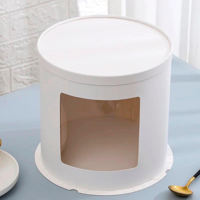 10" Base 360° ROUND (Paper with Front window) 3 parts CAKE BOX Base 26 x Height 32 cm ( علبة كعكة مستديرة )