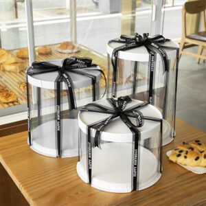 360° ROUND TRASNSPARENT CAKE BOX 14inch Base صندوق الكيك الدائري
