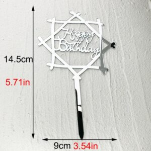 Happy Birthday Topper Acrylic Star Silver  عيد ميلاد سعيد توبر الاكريليك نجمة فضية