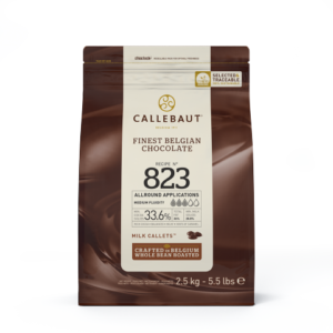Callebaut 823 33.6% Milk Couverture Chocolate Callets 2.5 kg Bag  كاليبوت 823 33.6% شوكولاتة بالحليب 2.5 كجم
