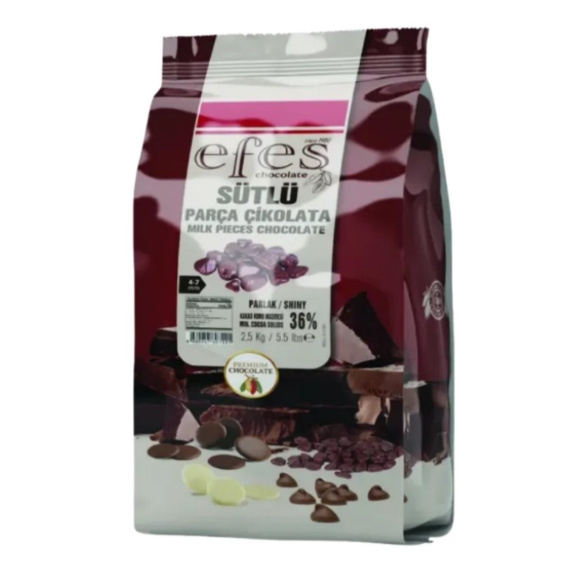 EFES 36% Milk Couverture Chocolate Coins 2.5 kg Bag غطاء عملات الشوكولاتة