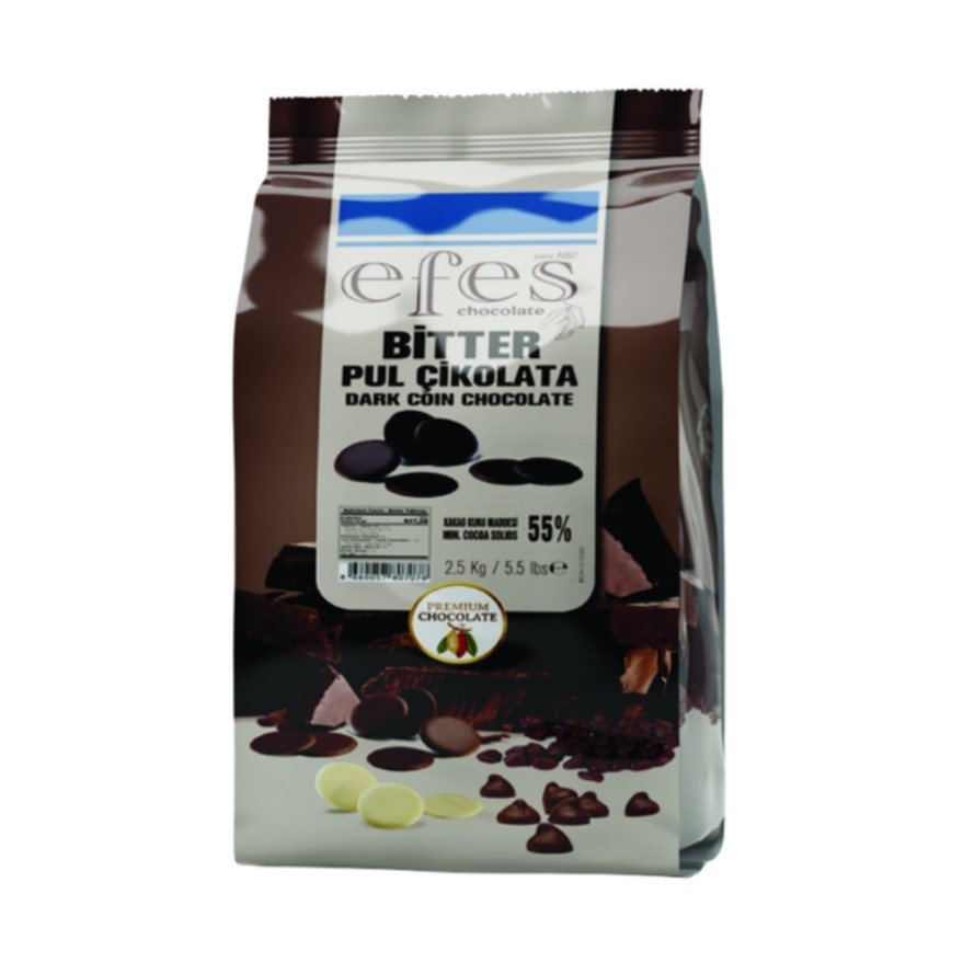 EFES 55% Dark Couverture Chocolate Coins 2.5 kg Bag عملات الشوكولاتة الداكنة