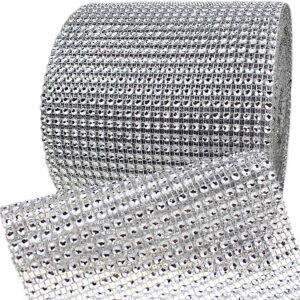 SILVER DIAMOND MESH WRAP for cake décor (100cm length x 12cm wide)  غلاف شبكي فضي ماسي لتزيين الكيك (طول 100 سم × عرض 12 سم)