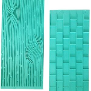 Tree Bark/Brick Wall-Fondant Impression / embosser 2 pcs set  لحاء الشجر/جدار من الطوب، مجموعة من قطعتين للطباعة الفوندانية/المزخرفة