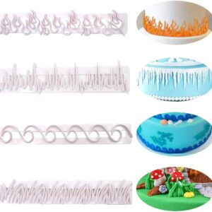 Flame Wave Grass Icicles Cutters 4s set  مجموعة قطع رقاقات الثلج العشبية المموجة من 4 قطع
