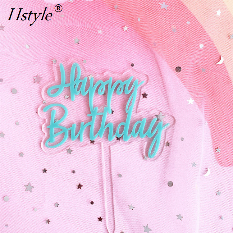 Acrylic Happy Birthday Topper Mixed colors design غلاف أكريليك لعيد ميلاد سعيد بتصميم مختلط الألوان