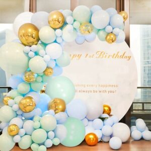 Pastel Balloon Set Blue White Gold  مجموعة بالونات باستيل باللون الأزرق والأبيض والذهبي