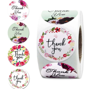 500 pcs Thank You Flower Print Sticker Roll  500 قطعة من ملصقات طباعة الزهور شكرًا لك
