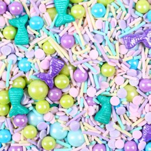 Mixed Sugar Sprinkles Mermaid theme- 100g  رشات سكر مشكلة (أصفر أزرق وردي)- 100 جرام