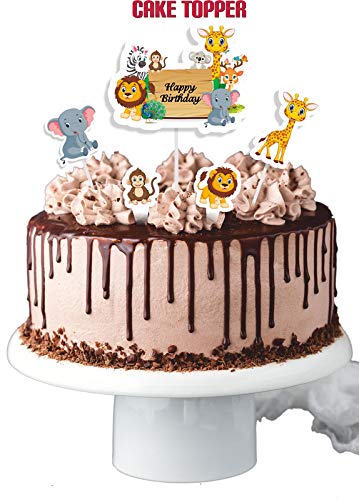 Jungle Theme Cake Topper 5 pcs Set مجموعة تزيين الكيك بتصميم الغابة مكونة من 5 قطع