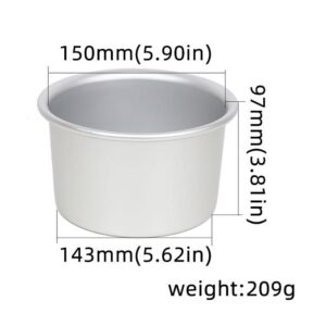 Aluminium Double height (4" height ) Round Cake Fix bottom Pan 6" ارتفاع مزدوج من الألومنيوم (ارتفاع 4 بوصات) صينية تثبيت الكيك المستديرة مقاس 6 بوصات