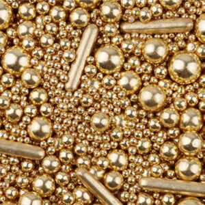 Mixed Metallic Gold Sugar Balls Sprinkles  50g