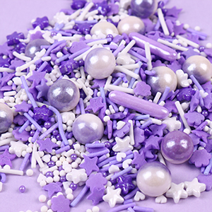 Mix Sugar Sprinkles (Purple White ) - 50g  مزيج رشات السكر (الذهب الأبيض الأرجواني) - 50 جم