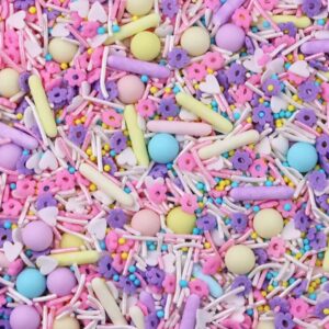 Mixed Sugar Sprinkles  (pink,yellow,purple,)100 gm  رشات السكر