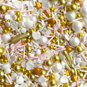 Mixed Sugar Sprinkles 100g (Pink White Gold Rad)  رشات سكر مشكلة 100 جرام (ذهبي أبيض وردي)