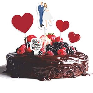 Love Theme Cake Topper 5 Pcs Set  مجموعة تزيين الكيك بموضوع الحب مكونة من 5 قطع