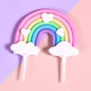 Unicorn rainbow cloud polymer clay argil Cake Topper  طبقة علوية للكيك من طين البوليمر والأرجيل على شكل قوس قزح على شكل وحيد القرن