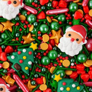 Merry Christmas MIXED SUGAR SPRINKLES -Type 2- 50g  عيد ميلاد سعيد - رشات سكر مشكلة - النوع 2 - 50 جرام